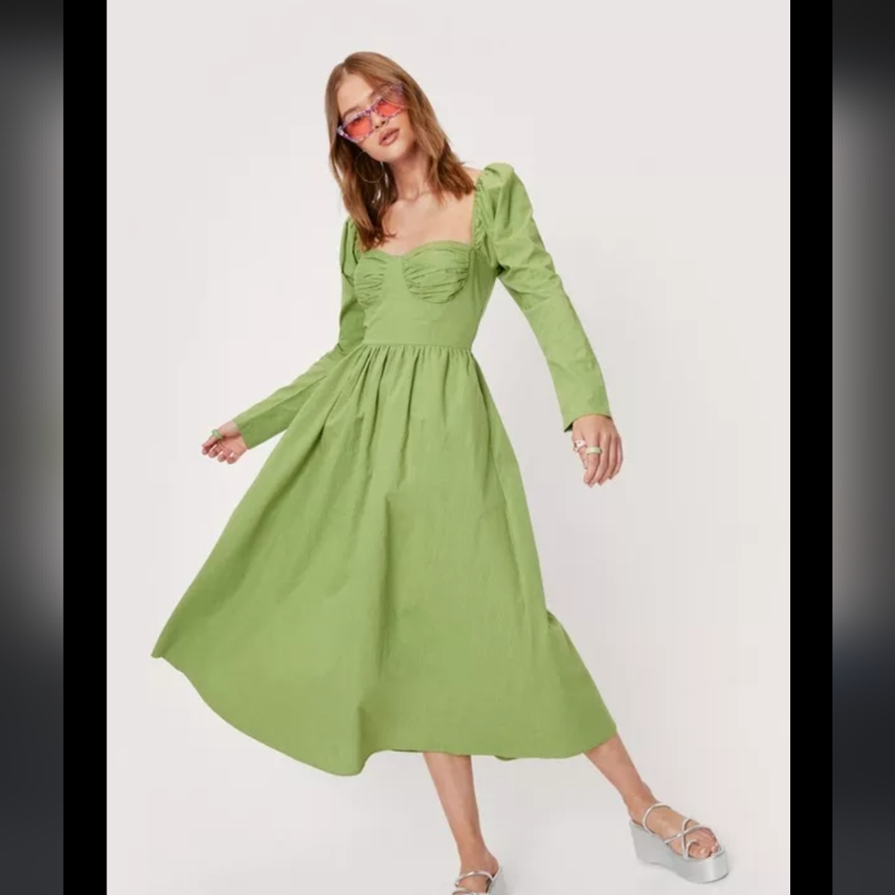 NWT Nasty Gal Ruched Bust Tie Back Midi Dress